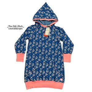 NEW Alba Of Denmark Sz 134 (9Y) Mykonos Flower Garden Cozy Hood Dress